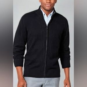 Tricots St. Raphael Men's Black Full Zip Collared Sweater